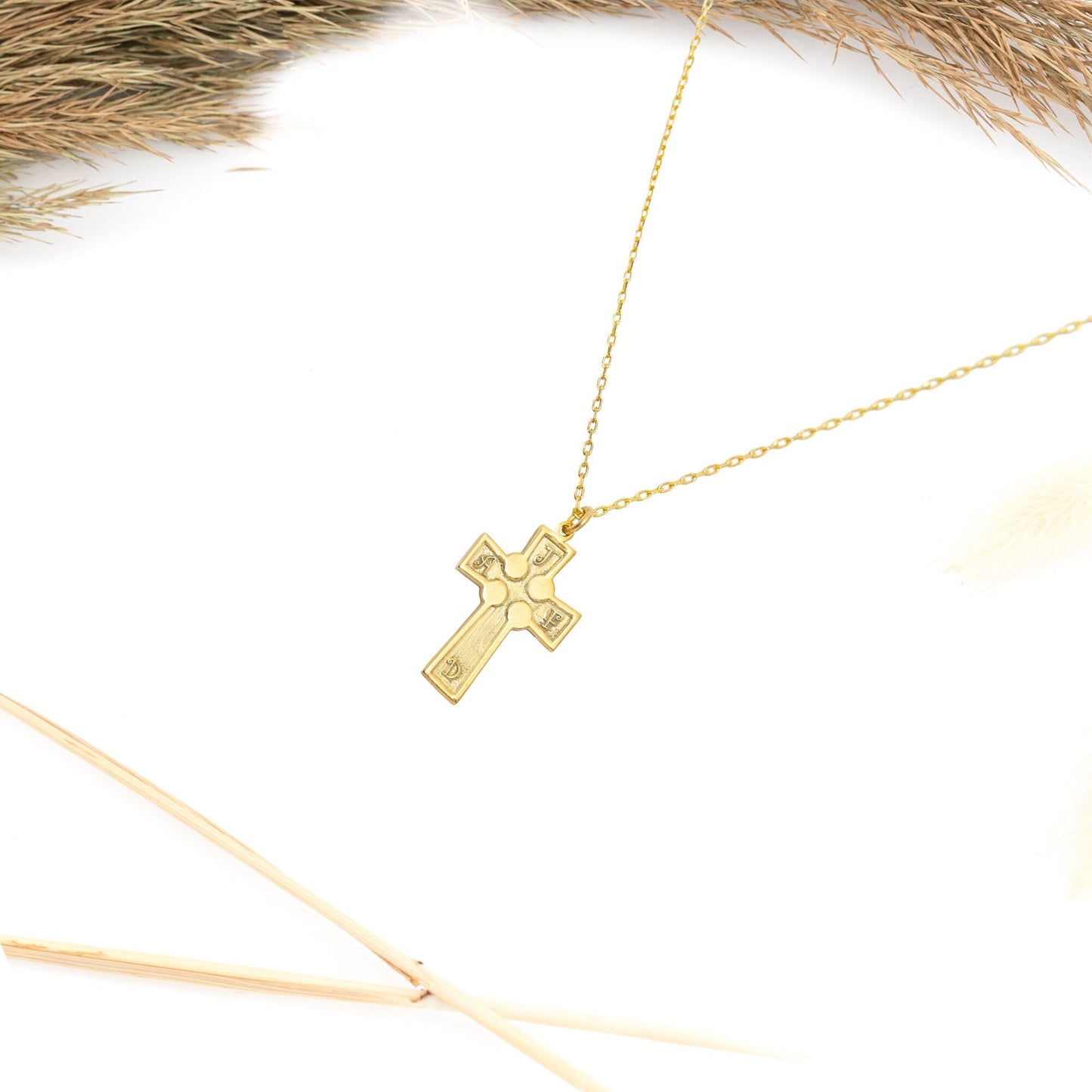 925 Sterling Silver Family Letters Cross Necklace