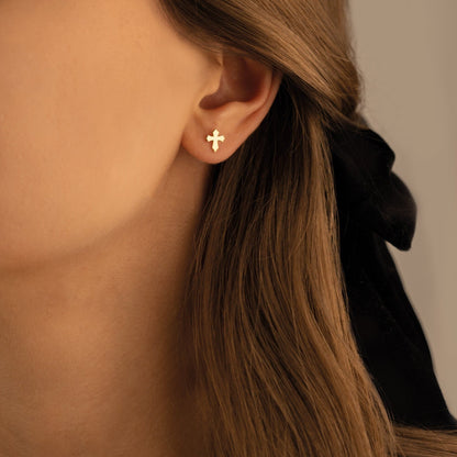 925 Sterling Silver Tiny Cross Earrings