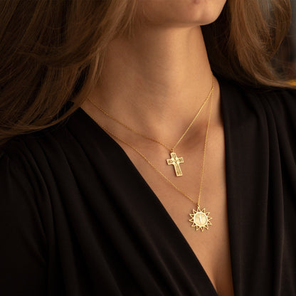 925 Sterling Silver Family Letters Cross Necklace