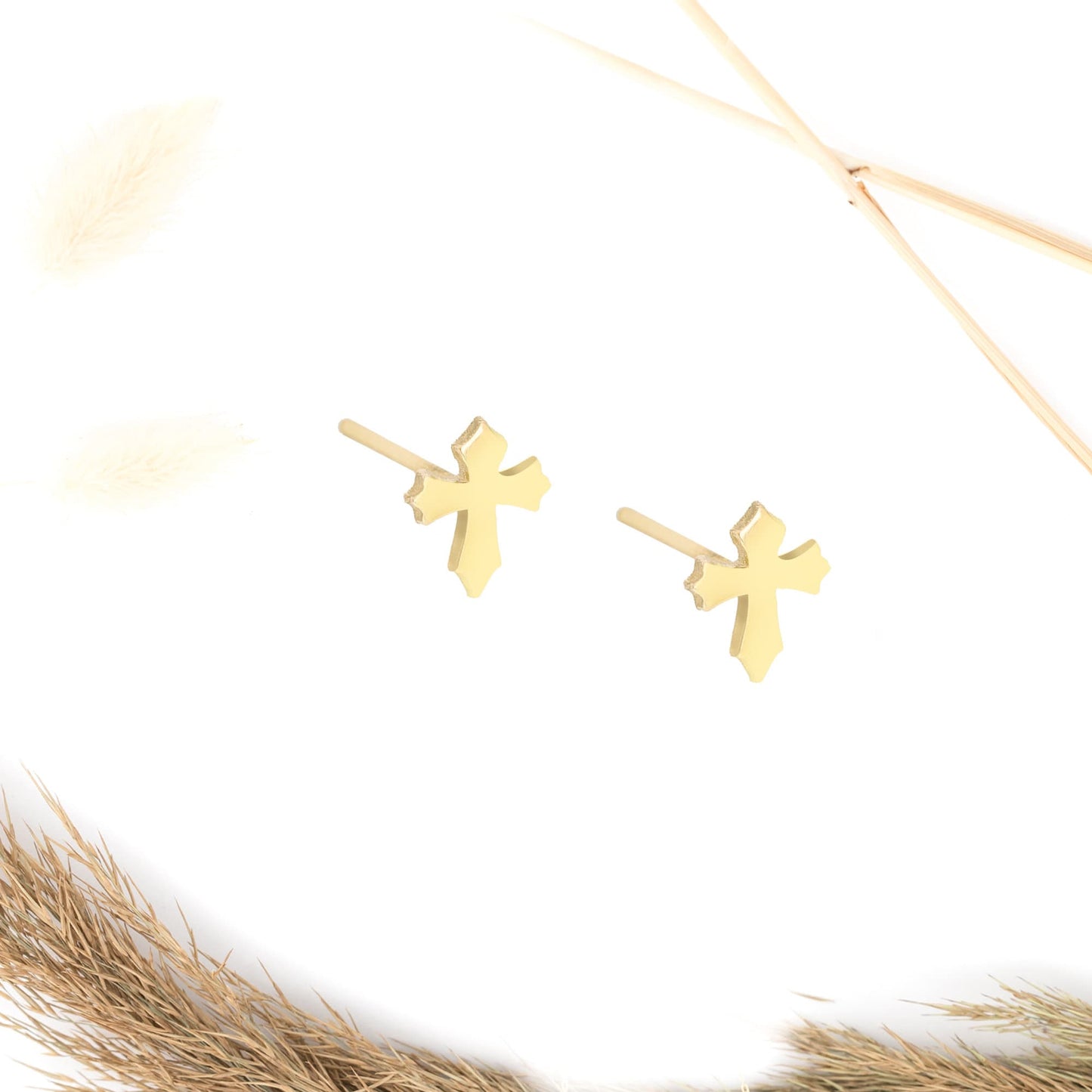 925 Sterling Silver Tiny Cross Earrings