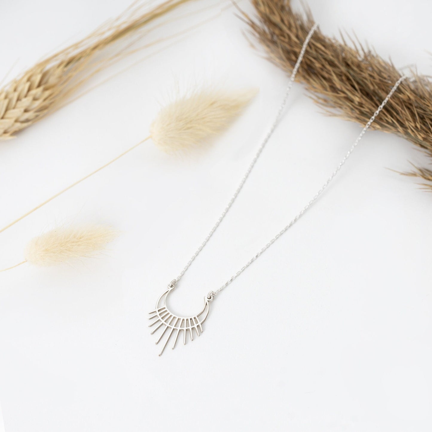 925 Sterling Silver Half Sun Necklace