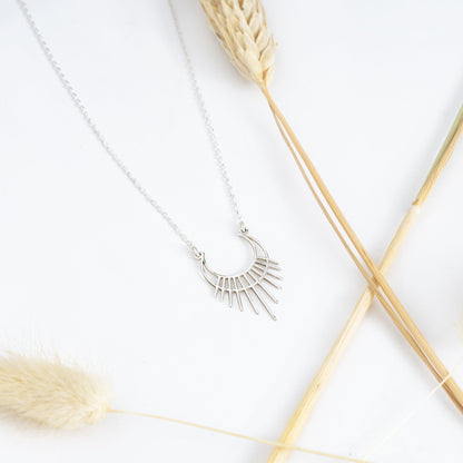 925 Sterling Silver Half Sun Necklace
