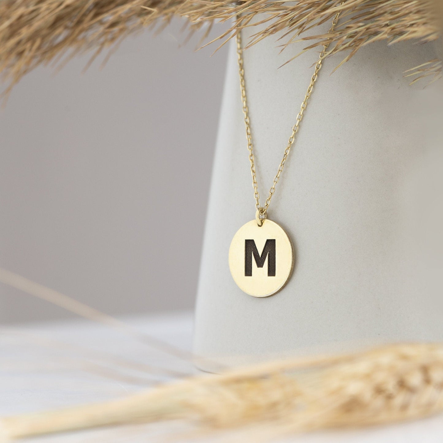 925 Sterling Silver Personalized Initial Disc Necklace
