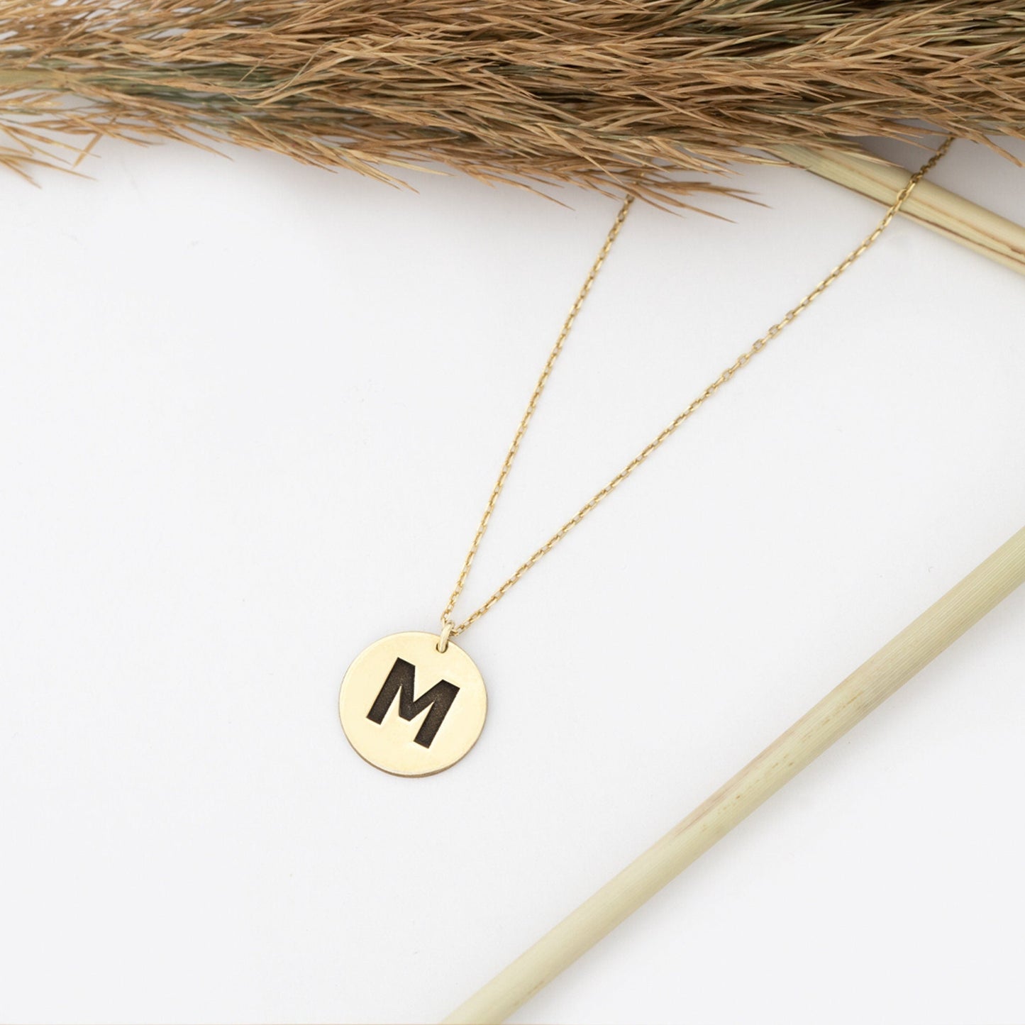925 Sterling Silver Personalized Initial Disc Necklace