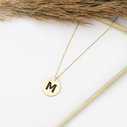 925 Sterling Silver Personalized Initial Disc Necklace