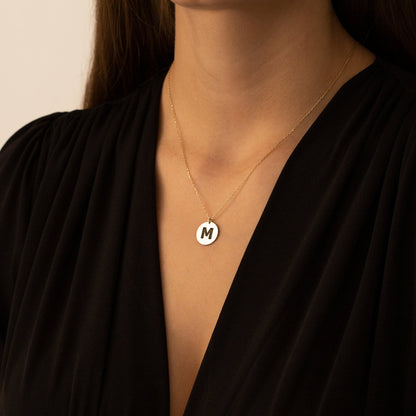 925 Sterling Silver Personalized Initial Disc Necklace