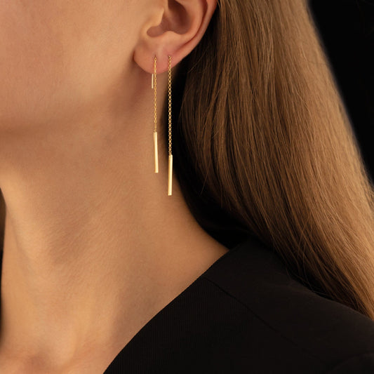 925 Sterling Silver Thread Chain Earrings