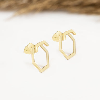 925 Sterling Silver Hexagon Ear Jacket Earrings