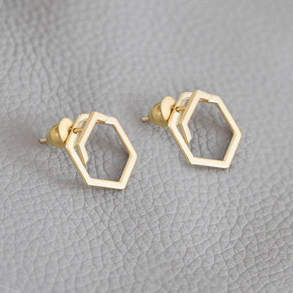 925 Sterling Silver Hexagon Ear Jacket Earrings
