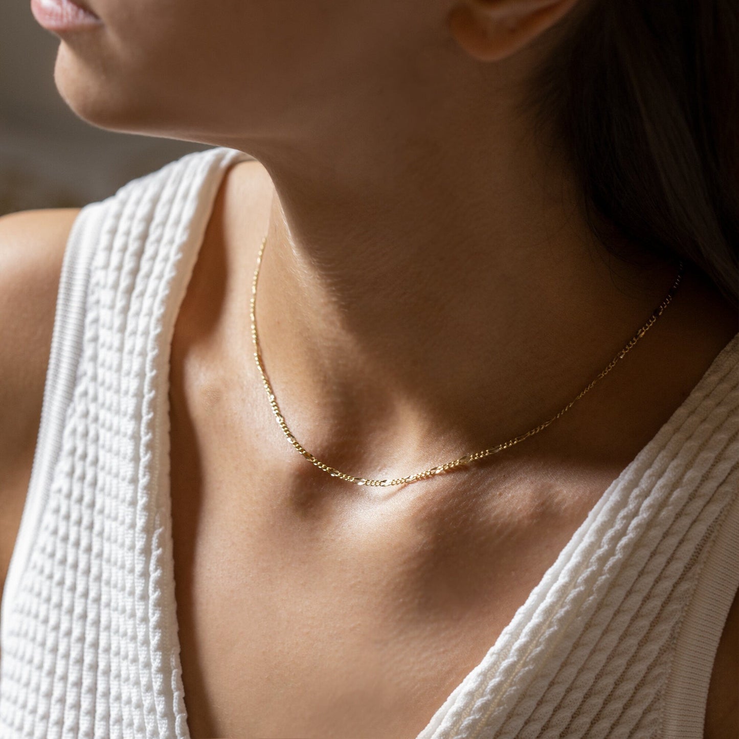 925 Sterling Silver Gold Figaro Chain