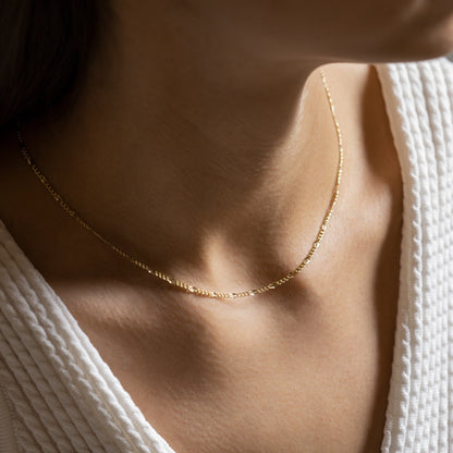 925 Sterling Silver Gold Figaro Chain