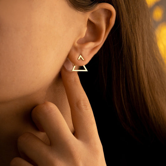 925 Sterling Silver Triangle Ear Jacket Earrings