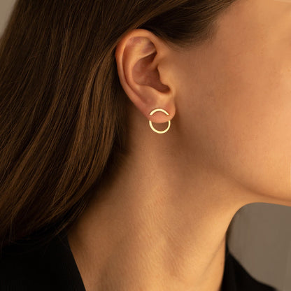925 Sterling Silver Ear Jacket Round Earring