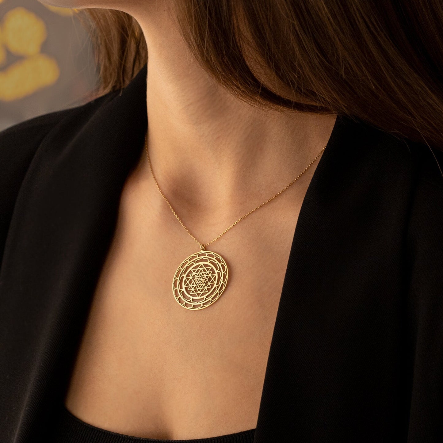 925 Sterling Silver Sacred Geometry Necklace - Sri Yantra