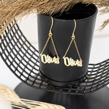 925 Sterling Silver Wizard Harry P. Font Name Dangle &amp; Drop Earring
