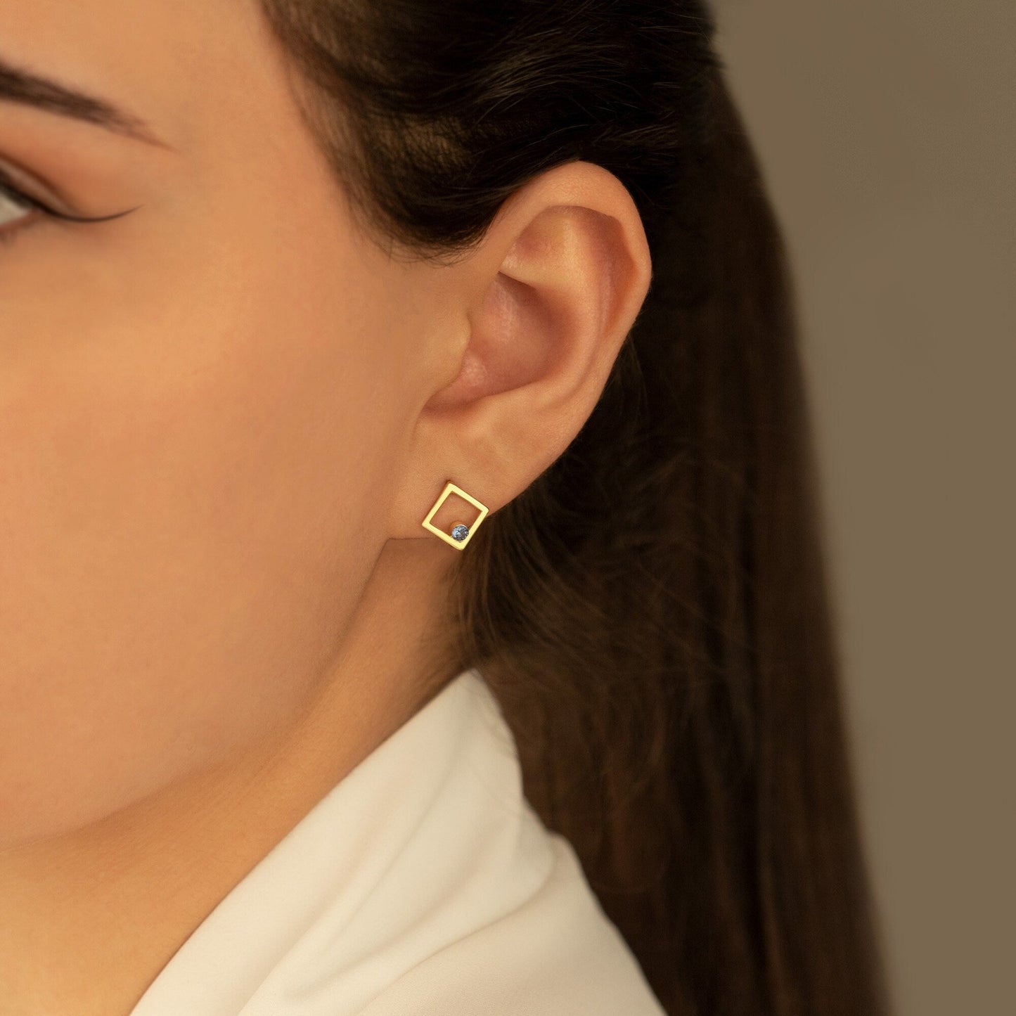 925 Sterling Silver Square Ear Jacket Birthstone Earrings