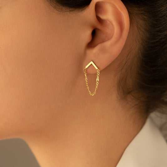 925 Sterling Silver Chain Ear Jacket Earrings