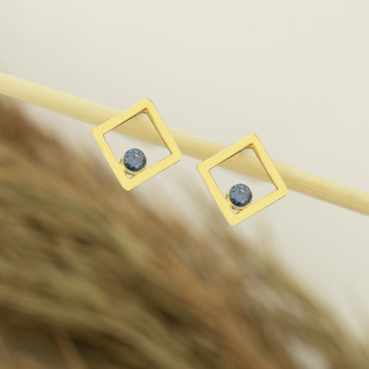 925 Sterling Silver Square Ear Jacket Birthstone Earrings