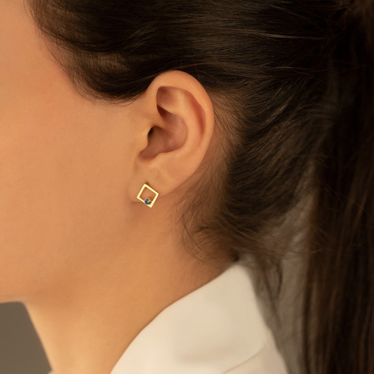 925 Sterling Silver Square Ear Jacket Birthstone Earrings