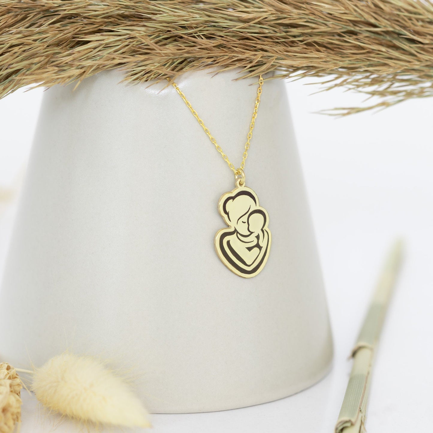 925 Sterling Silver Mother and Child Necklace