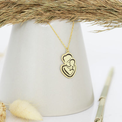 925 Sterling Silver Mother and Child Necklace