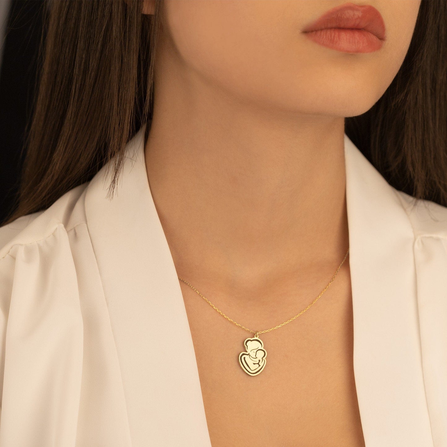 925 Sterling Silver Mother and Child Necklace