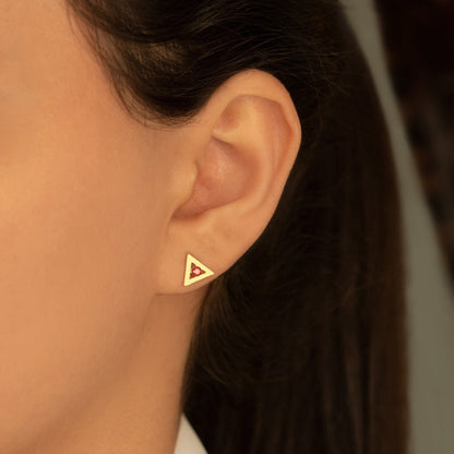 925 Sterling Silver Triangle Ear Jacket Birthstone Earrings