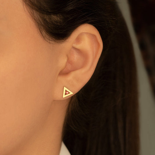 925 Sterling Silver Triangle Ear Jacket Birthstone Earrings