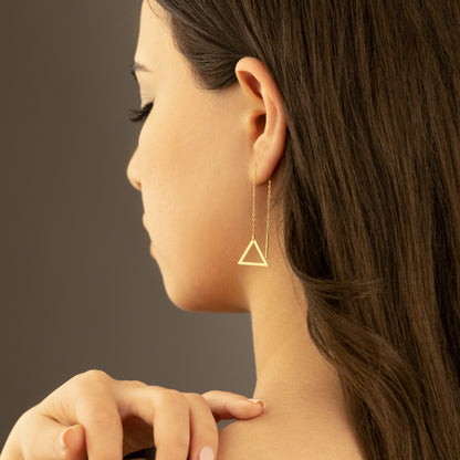 925 Sterling Silver Threader Triangle Chain Earrings