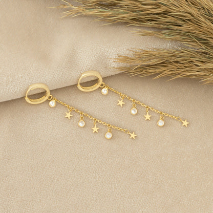 925 Sterling Silver Threader Star Hoop Earrings