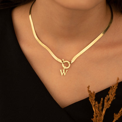 925 Sterling Silver Snake Layered Chain With Initial or Name