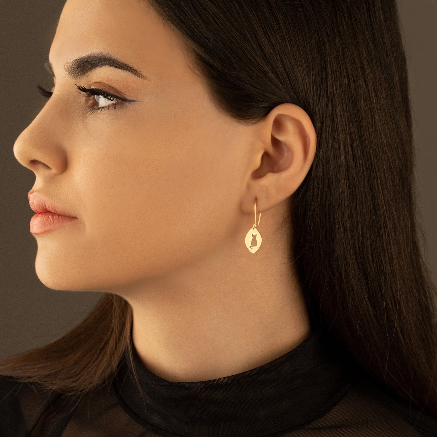 925 Sterling Silver Cat Dangle &amp; Drop Earrings
