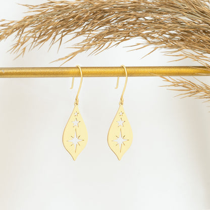 925 Sterling Silver Polar Star Dangle Earrings