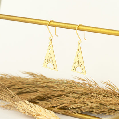 925 Sterling Silver Triangle Celestial Earrings
