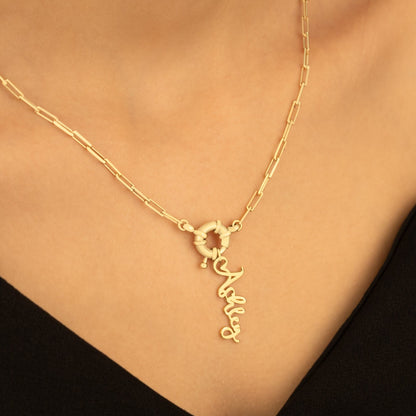 925 Sterling Silver Paperclip Chain Necklace With Initial or Name