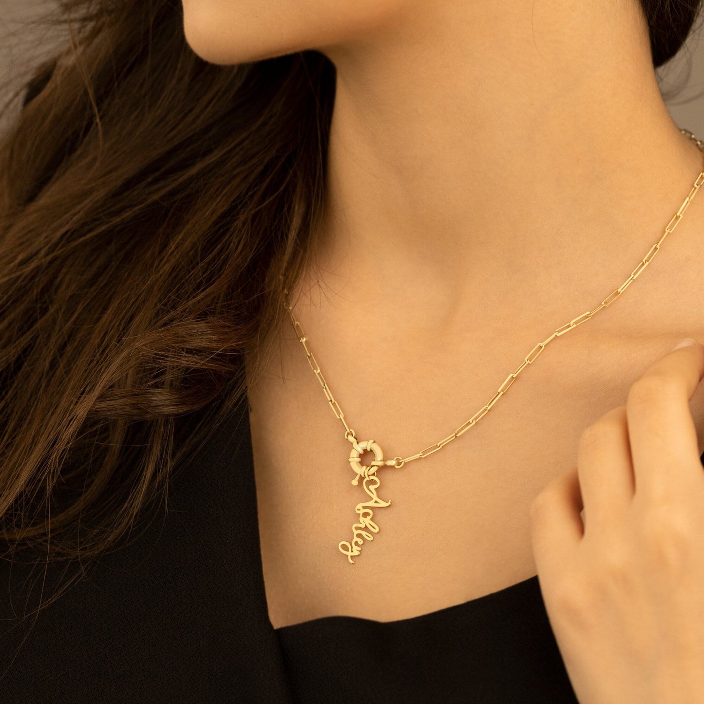 925 Sterling Silver Paperclip Chain Necklace With Initial or Name