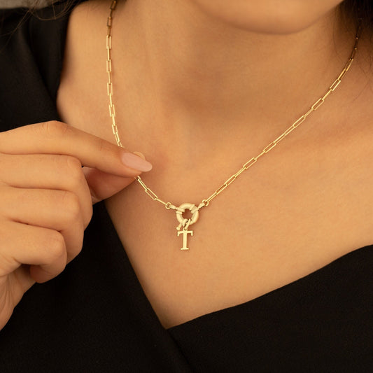 925 Sterling Silver Paperclip Chain Necklace With Initial or Name