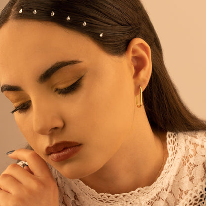 925 Sterling Silver Unique Rectangular Hoop Earrings