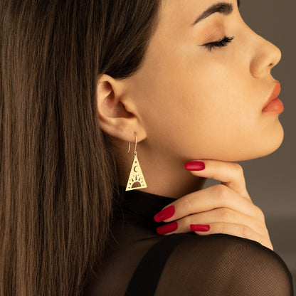 925 Sterling Silver Triangle Celestial Earrings