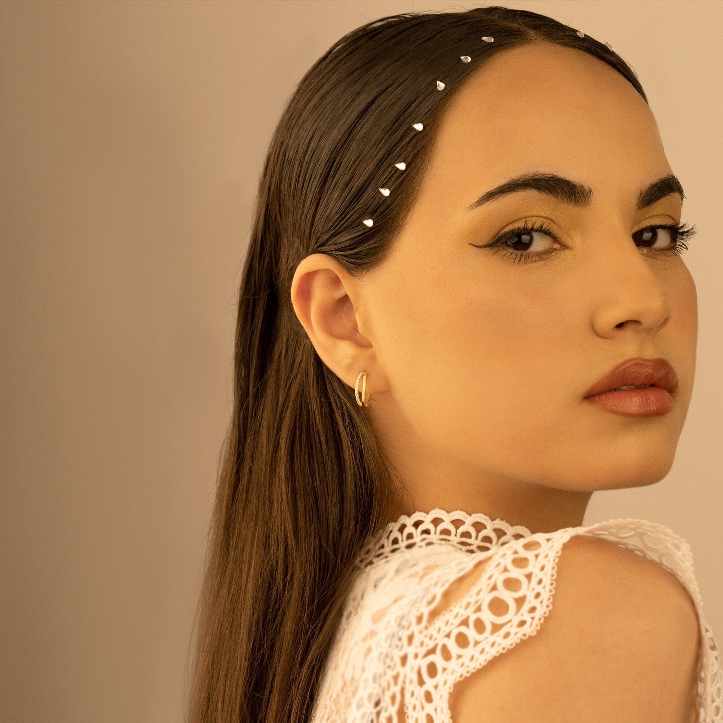 925 Sterling Silver Two Row Split Hoop Earrings