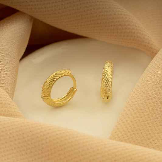 925 Sterling Silver Ribbed Hoop Earrings