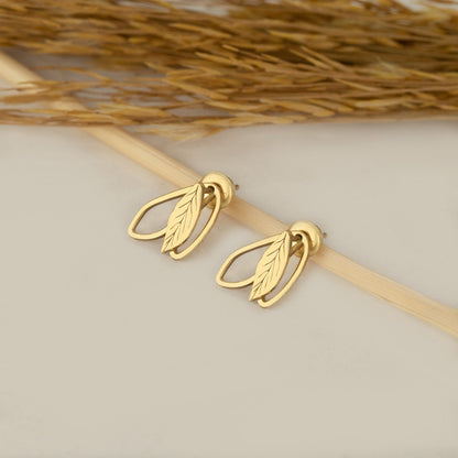 925 Sterling Silver Ear Jacket Double Leaf Earrings
