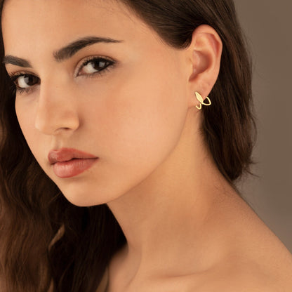 925 Sterling Silver Ear Jacket Double Leaf Earrings