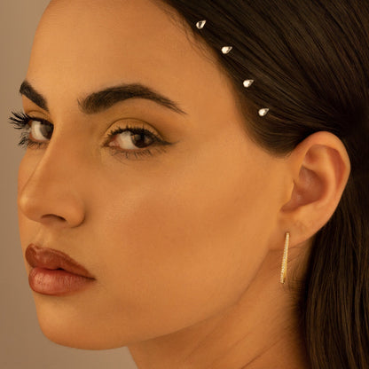 925 Sterling Silver Unique Diamond Rectangle Earrings