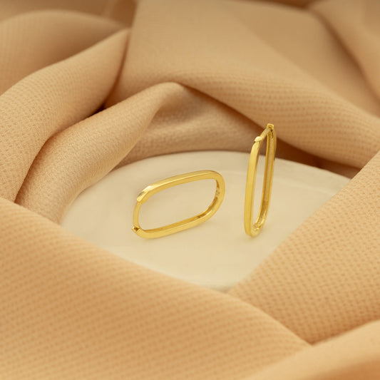 925 Sterling Silver Unique Rectangular Hoop Earrings