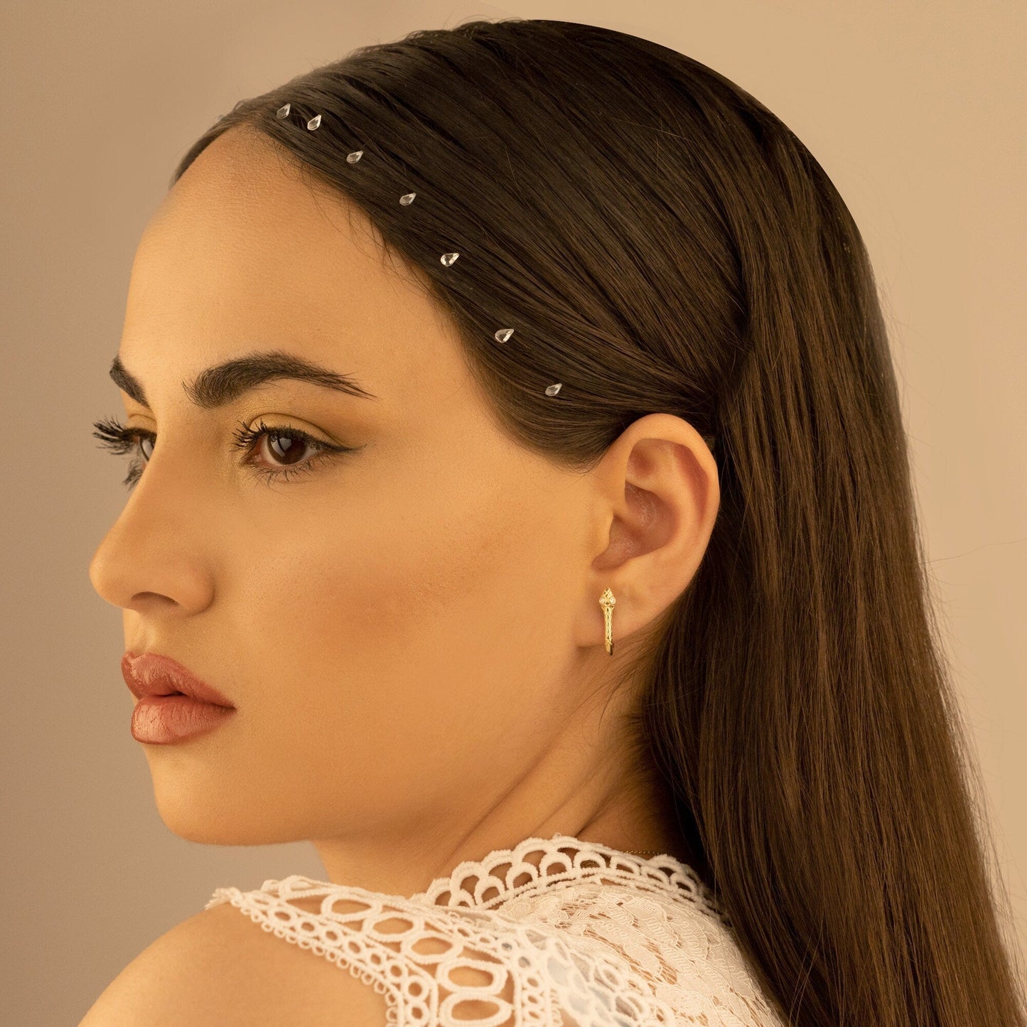 925 Sterling Silver Diamond Eye Snake Hoop Earrings