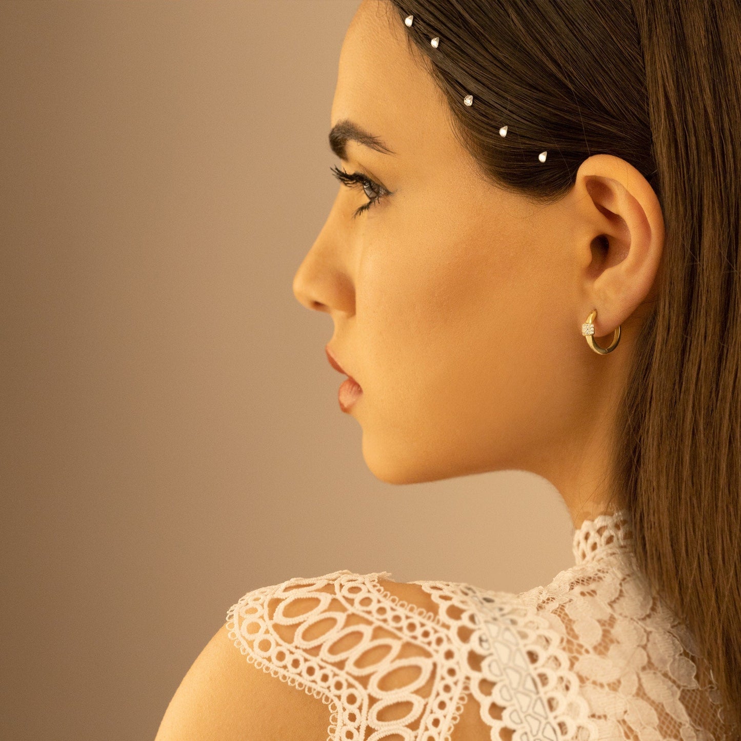 925 Sterling Silver Diamond Hoop Earrings