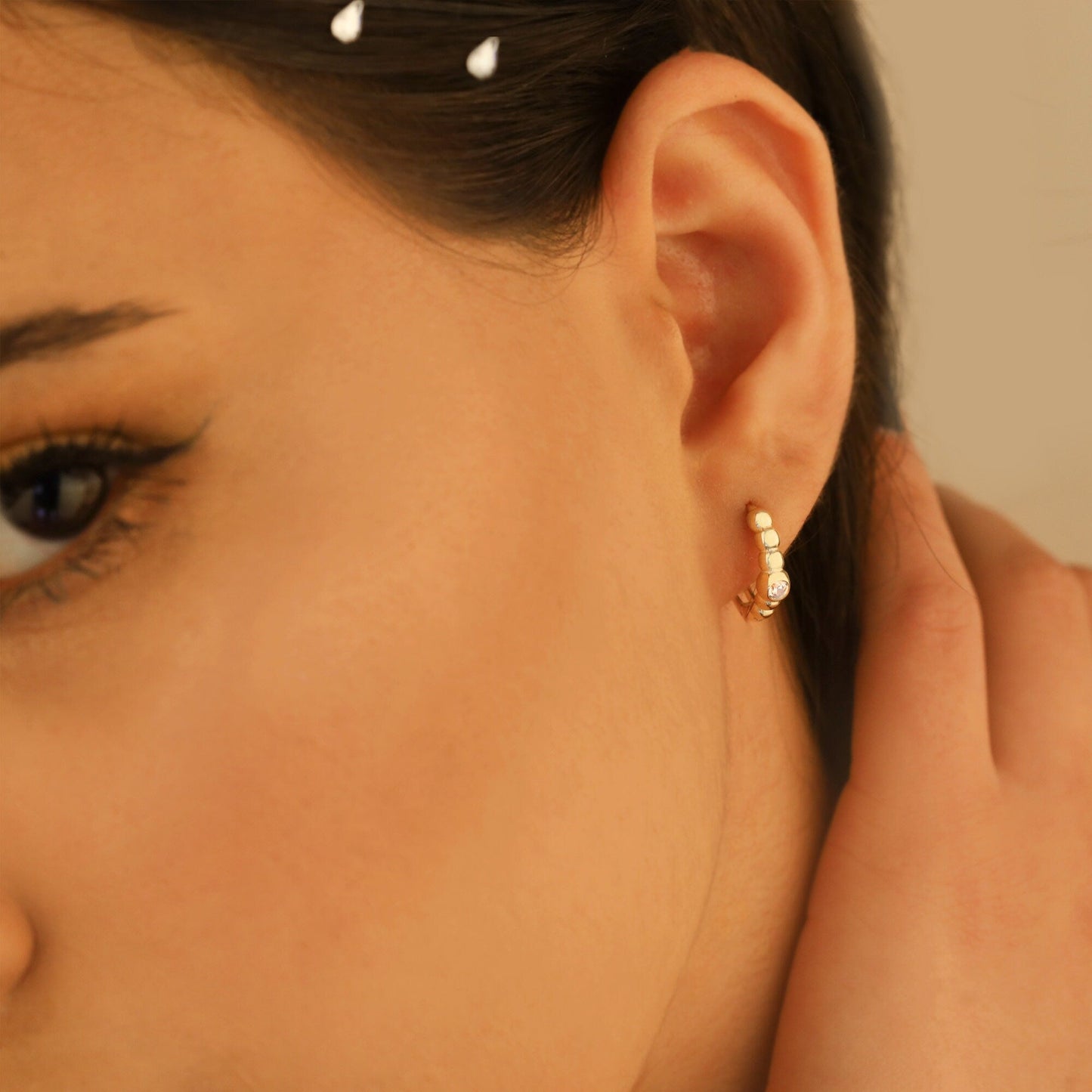 925 Sterling Silver Embossed Diamond Ring Earring