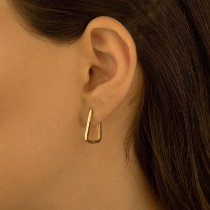 925 Sterling Silver Rectangle Hoop Earrings Huggie