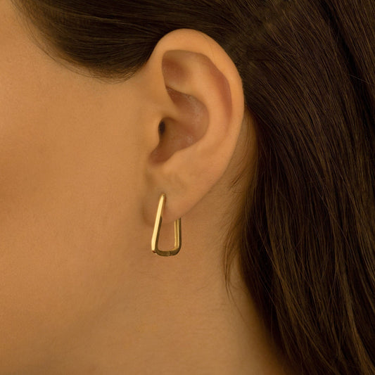 925 Sterling Silver Rectangle Hoop Earrings Huggie